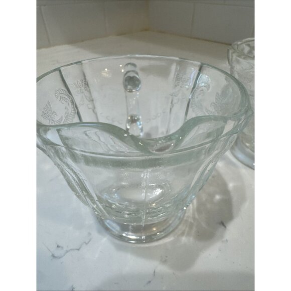 Madrid Clear Depression Glass Creamer & Sugar Federal Glass Company Vintage - Picture 8 of 15